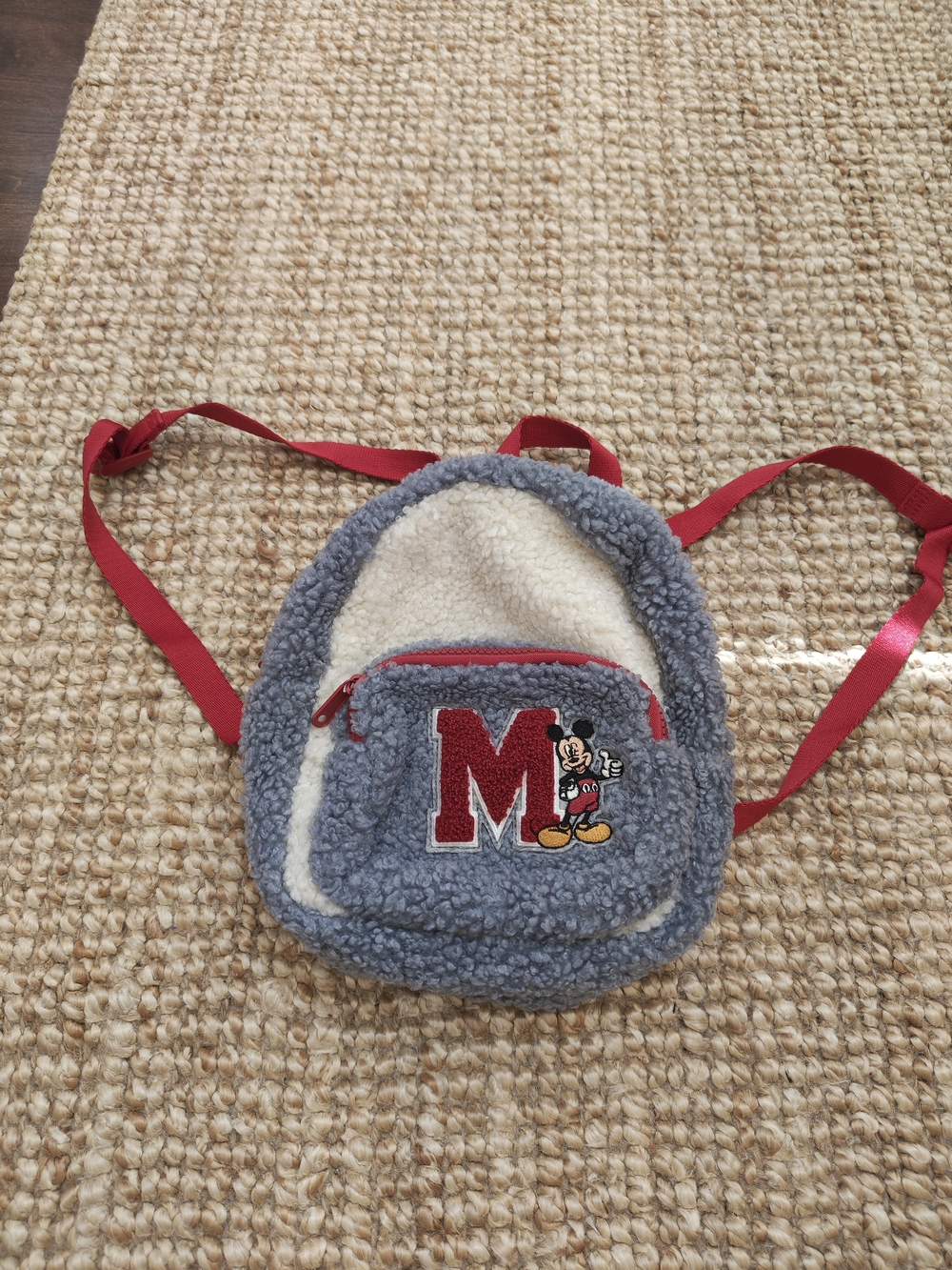 Disney Plush Kids Backpack in Gray, Cream & Red